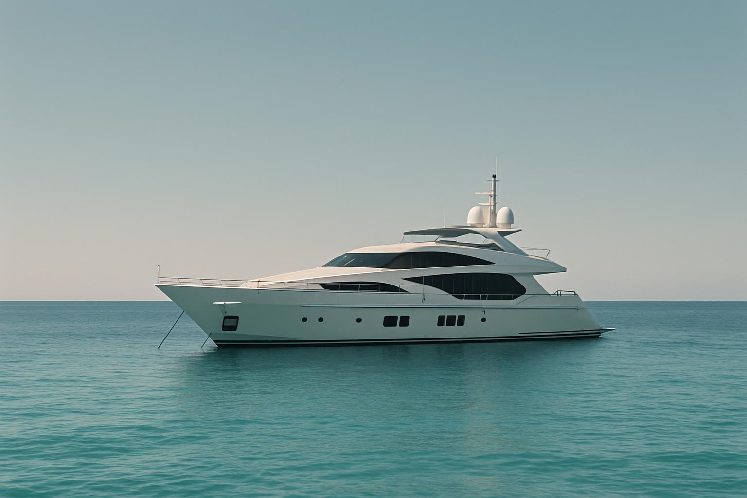 Vide-écran of écran de TV functionant. La image affichée est un yacht blanc sur l'eau bleue, avec la boite à vérifier du g...